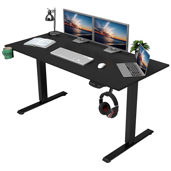 OUTFINE Height Adjustable Standing Desk Electric Dual Motor Home Office Stand Up Computer Workstation (Black, 55