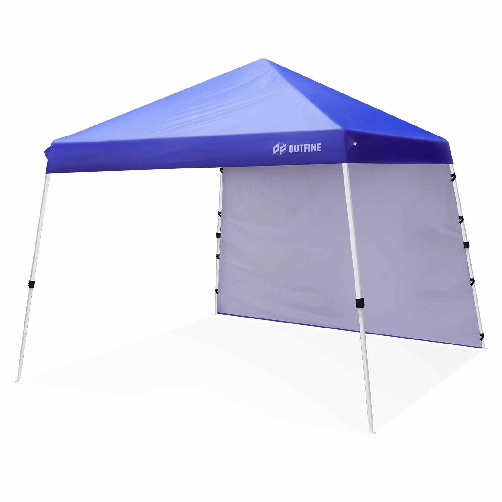 OUTFINE Canopy 10'X10' Slant Leg Pop Up Canopy, Outdoor Patio Portable Tent with Sidewall x1, Stakes x8, Ropes x4, 10x10 Base 8x8 Top