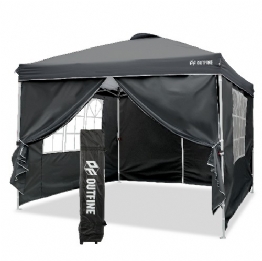 OUTFINE Canopy 10'x10' Pop Up Commercial Instant Gazebo Tent, Fully Waterproof, Outdoor Party Canopies with 4 Removable Zippered Sidewalls, Stakes x8, Ropes x4 (Black, 1010FT)
